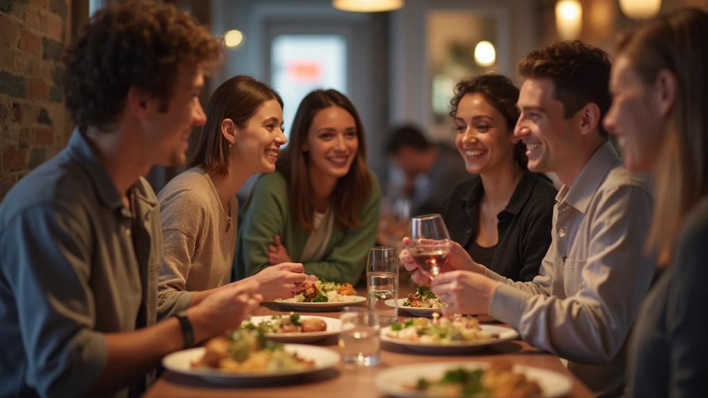 Vrienden uit verschillende culturen die samen genieten van een maaltijd